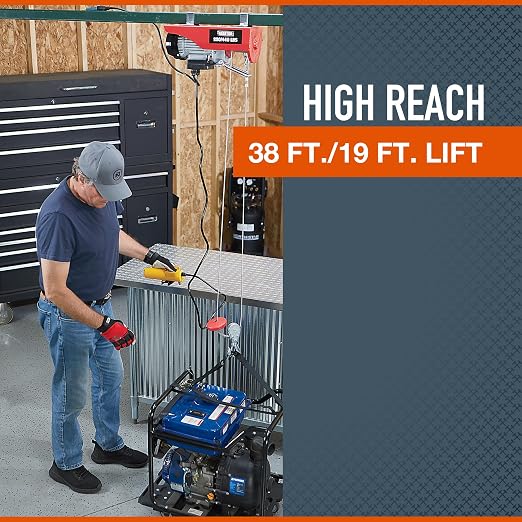 Ironton Electric Cable Hoist - 220-lb. Single-Line Capacity/440-Lb. Double-Line Capacity, 40/20ft. Lift