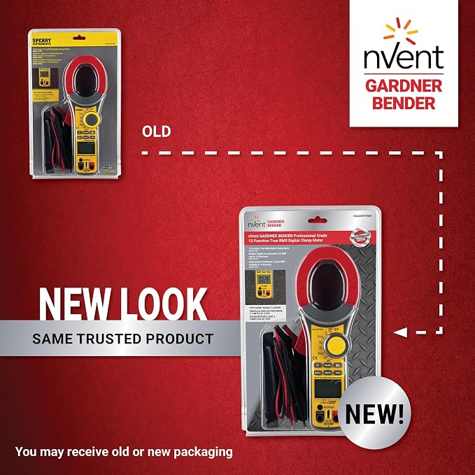 nVent GARDNER BENDER DSA2009TRMS True RMS Digisnap Digital Clamp Meter, 750VAC/1000VDC, 2000A Heavy Duty 13-Function Electrical Voltage Tester with Backlit Screen (Formerly: Sperry Instruments)
