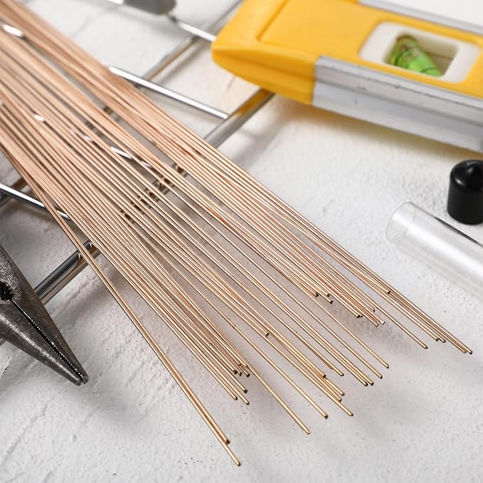 Tandefio 15% Silver Brazing Rods AWS BCuP-5 40 Sticks, Silver Solder Round Welding Rods 0.050"x1/8"x10" for Air Conditioning, Refrigerator, Cold Storage & HVAC Units, Phos Copper Brazing Alloys