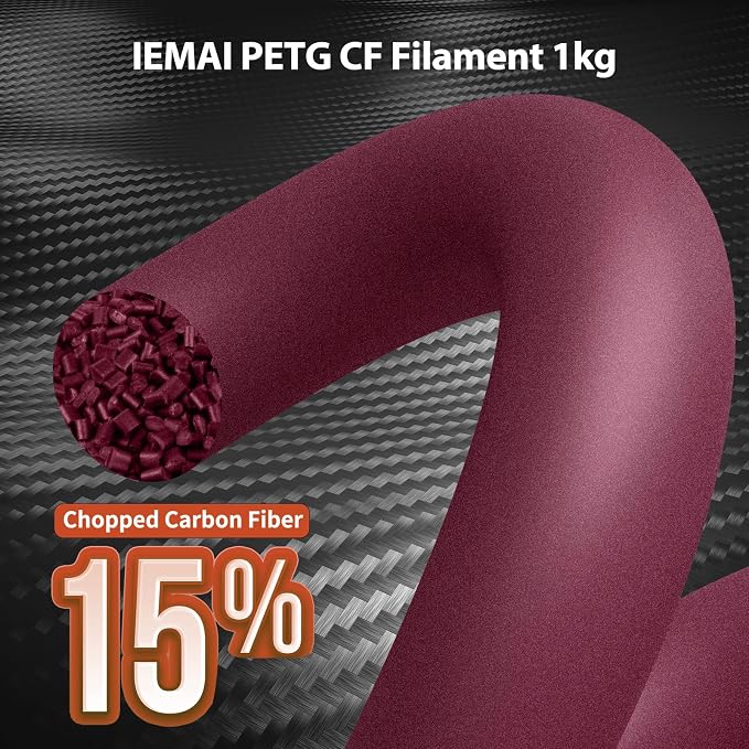 IEMAI Carbon Fiber PETG Filament 1.75mm Matte Red 1KG, PETG-CF 3D Printer Filament with Dimensional Stability & Low Warpage, High Stiffness, Heat Resistant, Easy Print