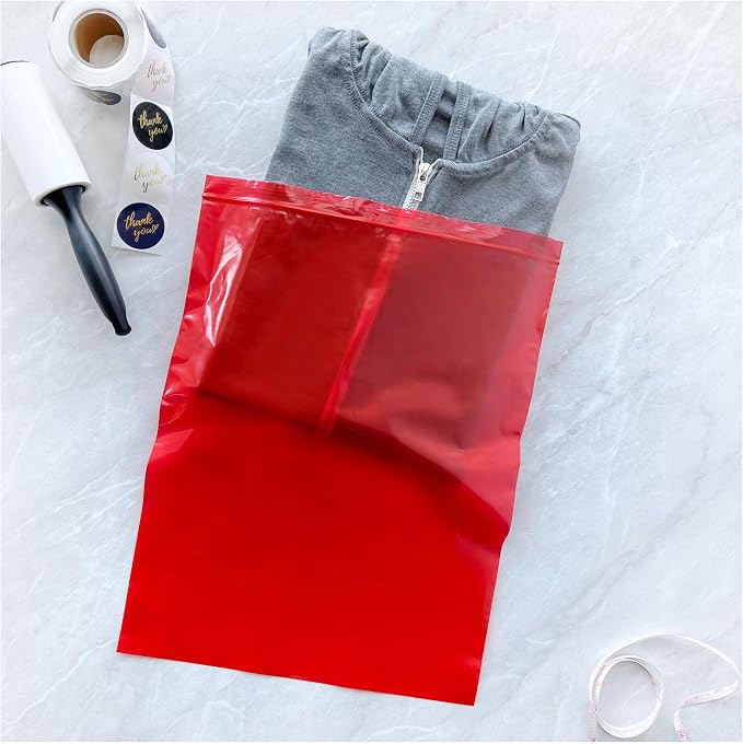 Plymor 12" x 15" (Pack of 500), Red 2 Mil Zipper Reclosable Plastic Bags