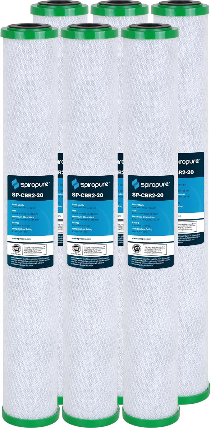 SpiroPure 20x2.5 0.5 Micron Carbon Block Water Filter CBC-20 SMCB-2520 (6)