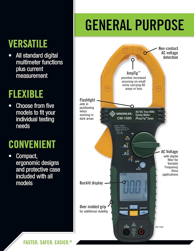 Greenlee - Clampmeter, Ac (Cm-860) (Pop), Elec Test Instruments (CM-860), 600 AMP