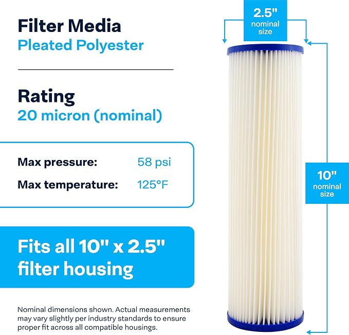 SpiroPure 10x2.5 20 Micron Sediment Water Filter ECP20-10 255483-43 24 Pack