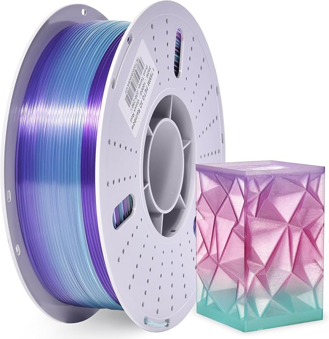 PINBALL PETG Rainbow 3D Printer Filament 1.75mm, Multicolor Translucent PETG Filament, Accuracy +/- 0.02 mm, 1kg Spool (2.2lbs), Liuli red