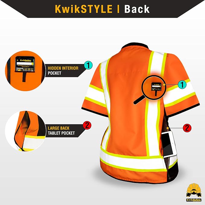 KwikSafety - Charlotte, NC - GODMOTHER Class 3 Safety Vest for Women - LOOSE FIT - ANSI OSHA Compliant Reflective Work Gear PPE/Orange Large