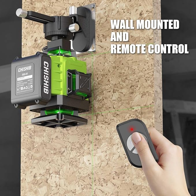 16 Lines Green Laser Level Kit -4x360° 4D Self-Leveling Cross Line Laser Level, Rotary Base and Accessories for Construction, Home Improvement and Picture Hanging,(Safety Class ll, <1mW power output.)