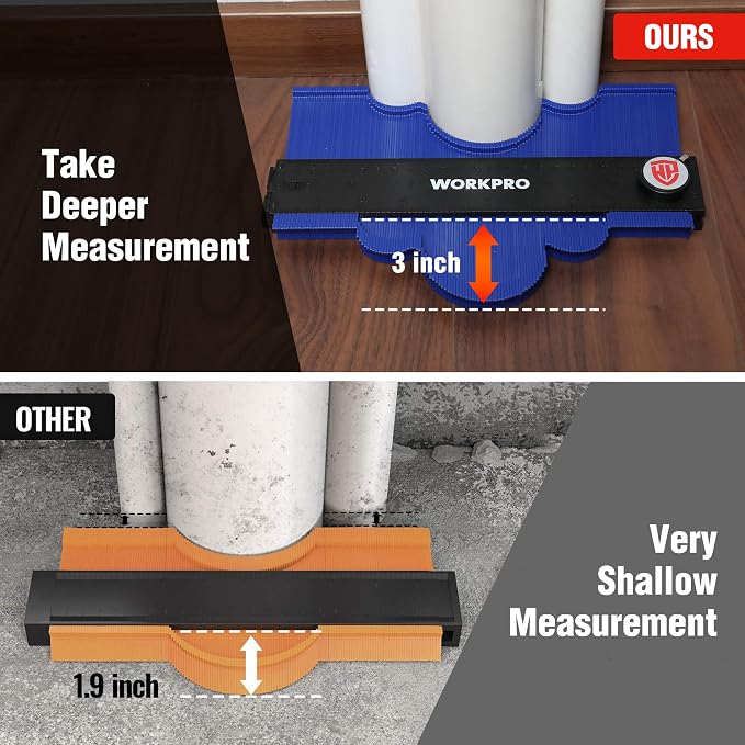 WORKPRO Connectable Contour Gauge (10+10 Inch), Profile Duplicator with Lock, Precisely Copy Irregular Shape, Gift for Father, Husband, Outline Marking Tool for Woodworking Floor, Carpet, Tile Laying