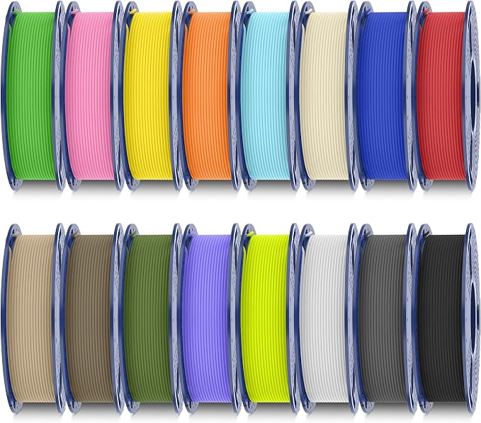 SUNLU PLA Matte Filament 16 Color Bundle Multicolor, PLA 3D Printer Filament 1.75mm, Mini Spool, Matte Finish, Individually Vacuum Packed, 16 Pack.
