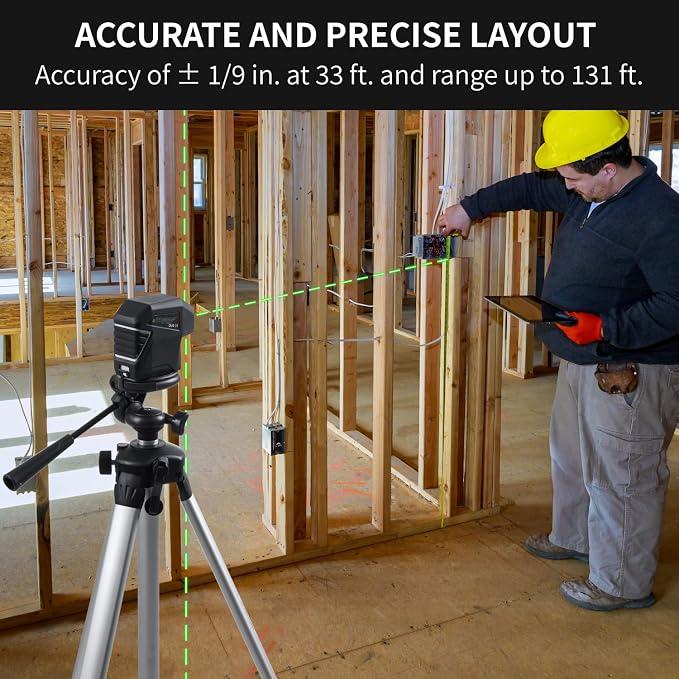 Firecore 3 Spot Laser Level, Green Beam Self-Leveling Laser Plumb Bob with Magnetic Base, 131-Foot Range, 2 AA Batteries and Carry Pouch Included - F301G