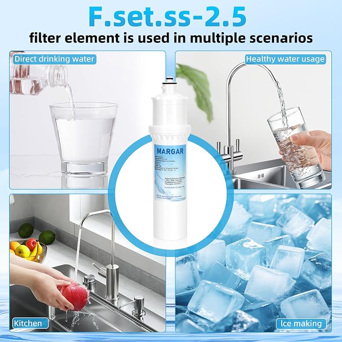 Water Filter F.SET.SS-2.5, Replacement for Max Flow® Water Filter SS-2.5, Model SS-2.5 Reduces Chlorine, Compatible with EWS® SS-2.5 Water Unit, Install Directly On Faucet, 10,000 Gal 2-PACK