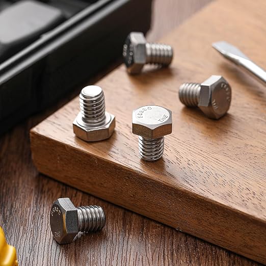Zonon 50 Pcs 3/8-16 x 1/2" Hex Head Screw Bolt 18-8 (304) Stainless Steel Hexagon Bolts, Fully Threaded, Plain Finish, External Hex Drive (Silver)