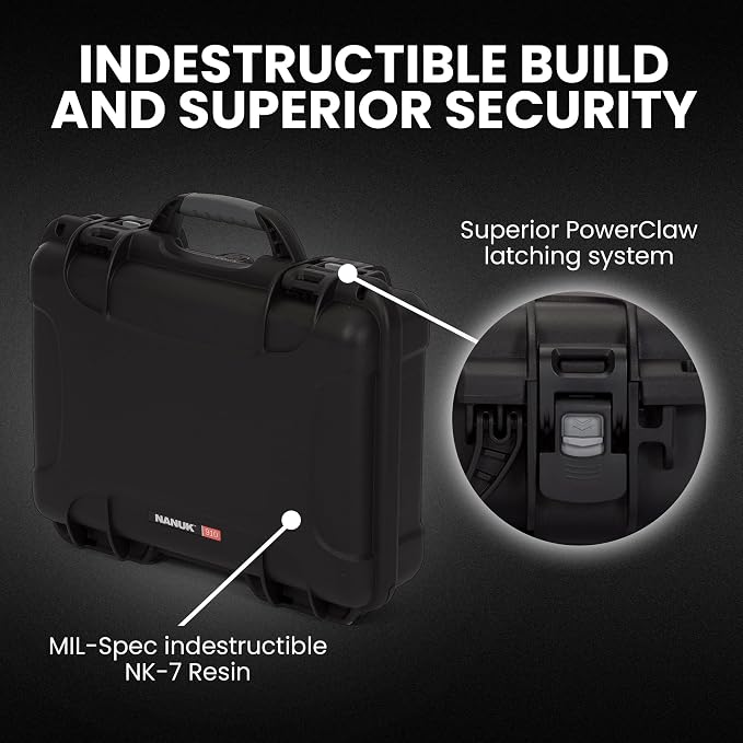 NANUK 910 Empty Waterproof Hard Case – 14.3” x 11.1” x 4.7”, Protective Case for Gear – Impact-Resistant, Dustproof, Airline Carry-On Approved – Made in Canada, Black