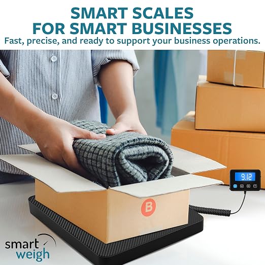 Digital Shipping Scale, Postal Scale, 220 lb, 0.1 oz - Smart Weigh | Remote Backlit LCD Display, Hold & Tare, Package Scale for Small Business, Postage Mail Scale, Battery & USB-C