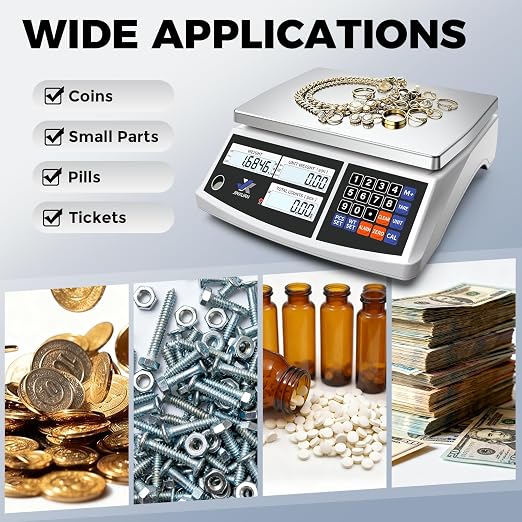 Industrial Price Counting Scale, 22lb/10kg x 0.1g Digital Bench Scale Inventory Scale for Small Parts Coin Scale, lb/g/kg/oz Units Electronic Gram Scale with LCD Backlit Display Large Platform