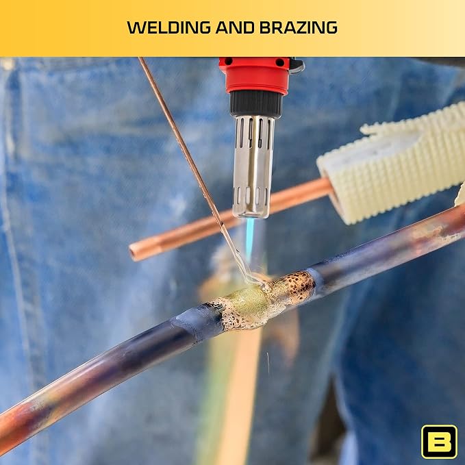Berkling Premium Butane Soldering Iron Kit - Portable Cordless Welding Micro Solder Torch Heat Gun, 3 Pro Grade Tips, 15g Lead-Free Rosin Core Solder Wire, Mini Wrench, Sponge (BSG-668 Kit Red)