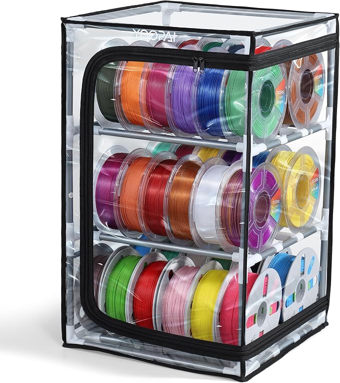 YOOPAI 3D Printer Filament Storage Box, 3-Tier Filament Storage Rack with Transparent Dust Cover, Holds Up to 30 1KG Spools, Filament Organizer and Spool Holder for PLA PETG ABS TPU, Workshop Studio
