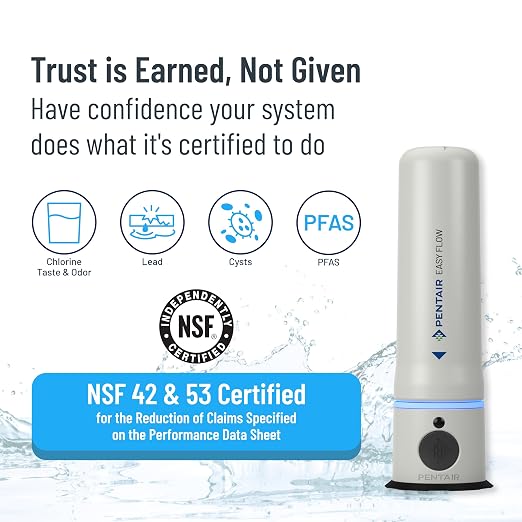 Pentair Easy Flow Under Sink Water Filtration System, PFAS Water Filter, NSF Certified to Reduce PFOA/PFOS