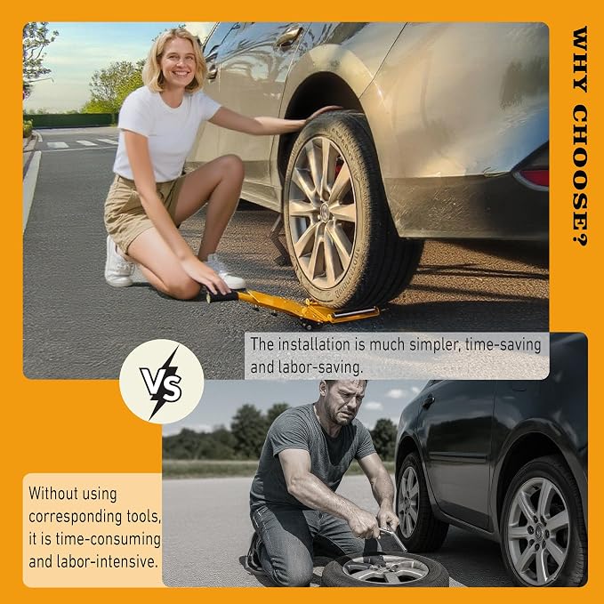 Heavy Duty Tire Lifting Tool with Extendable Handle, Adjustable Tire Dolly and Tire Lift Caddy for Car SUV Truck Tire Installation & Removal