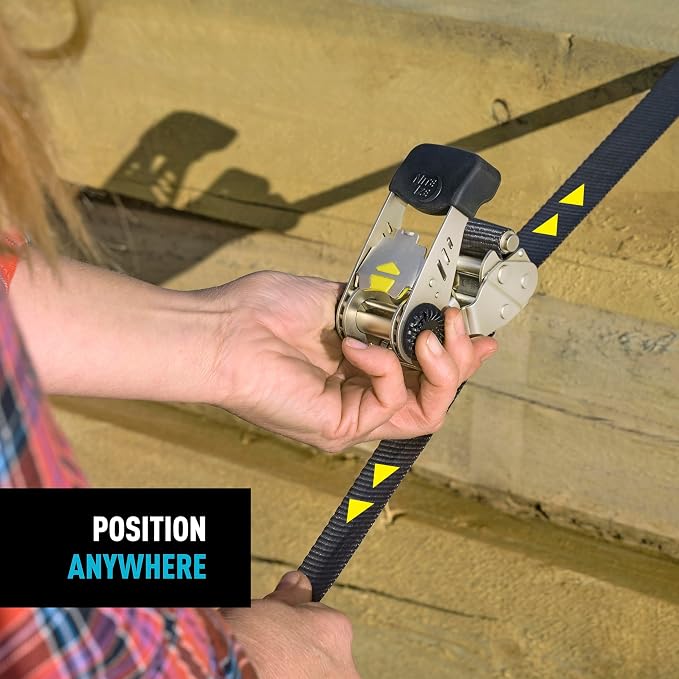 Nite Ize CamJam Ratchet Strap System - Easy-Release Patented Lever Pawl - Tie Down Straps & Ratchet with Adjustable Positioning for Varied Configurations - 1000 lb Working Load Limit - Large (2 Pack)