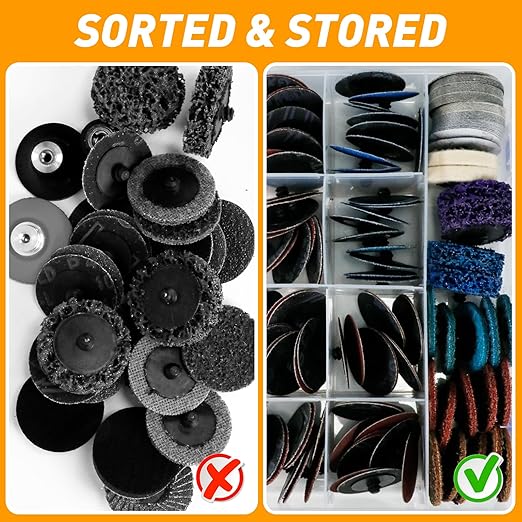 172 PCS 2 Inch Die Grinder Sanding Discs with 1/4" Holder for Milwaukee Dewalt, Compatible with Both Die Grinders and Power Drills for Surface Conditioning, Sanding & Polishing