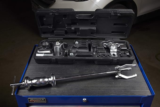 OTC 4579 9-Way Slide Hammer Puller Set with 5 lb. Chrome Plated Hammer, Multiple Puller Attachments Suitable for a Wide Variety of Pulling Jobs, and a Sturdy Blow-Molded Carrying Case