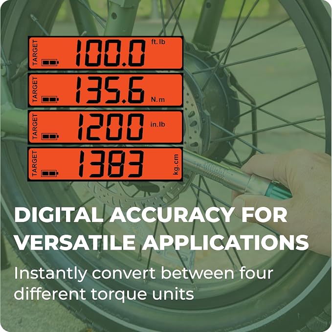 eTORK 3/8" Digital Torque Wrench, 25-250 in-lb Electronic Precision Tool | 3/8" Drive With Backlit Display For Lawn Mower, Chainsaw, Motorcycle, Bicycle Components & Low Torque Fasteners