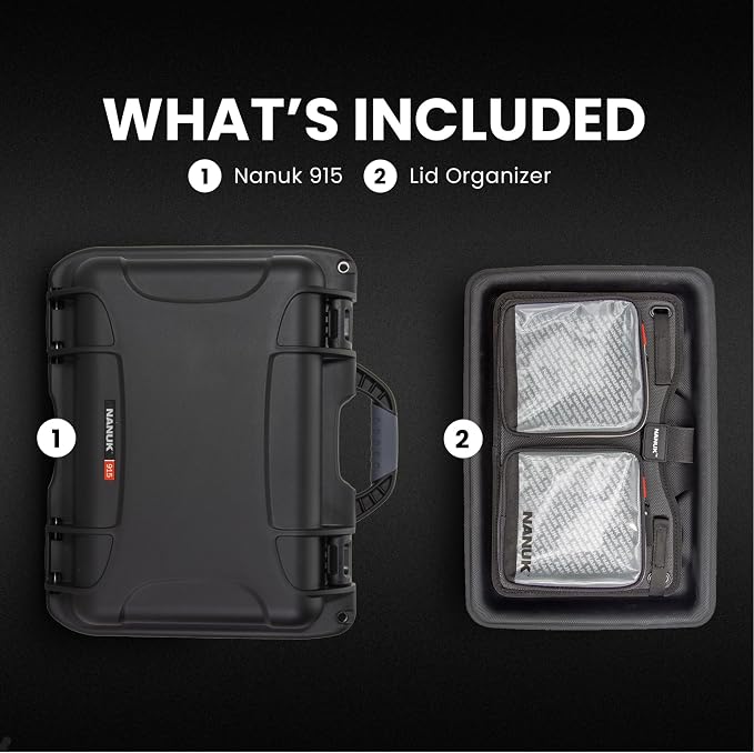 NANUK 915 Pro Photo Kit – Compact Waterproof Travel Camera Hard Case with Padded Dividers, 13.8” x 9.3” x 6.2” – Dustproof and Impact Resistant, Airline Carry-On Approved – Black
