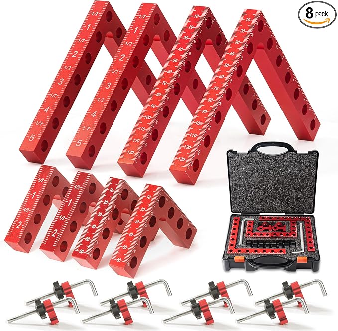 8Pack Corner clamps for woodworking, VEXTHYX 90 degree 5.5"x4 & 2.5"x4 clamping squares for right angle positioning, woodworking square clamp tools for cabinet, picture frame, box, drawers