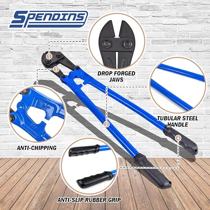 24 IN Bolt Cutter with Drop Forged Cr-Mo Alloy Steel Blades,with Ergonomic Handle,Heavy Duty Metal Cutter for Rebars, Chains, Locks, Wires, Bolts, Fence.