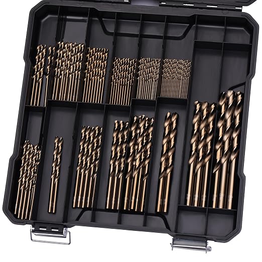 Cobalt Drill Bit Set for Hardened Metal and Stainless Steel, 111Pcs M35 High Speed Steel Twist Jobber Metal Drill Bits 1/16"-3/8", with Plastic Index Storage Case