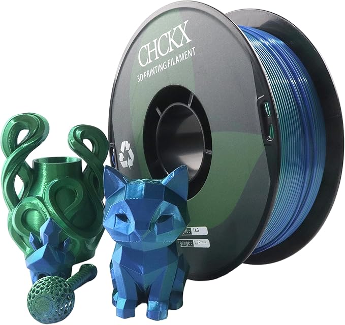 PLA 3D Printer Filament, Dual Color Silk PLA Filament, Dimensional Accuracy +/- 0.02 mm, 1 kg Spool(2.2lbs), 1.75 mm,Blue Green