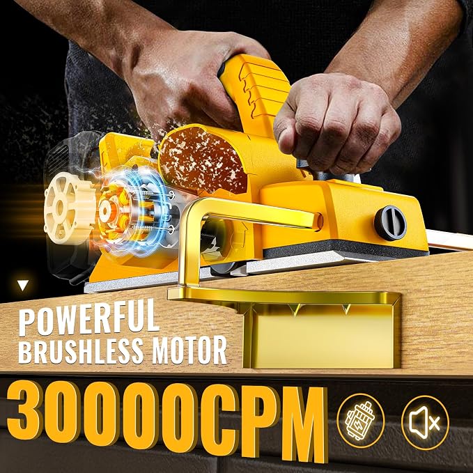 MtiolHig 30000 CPM Cordless Handheld Planer Compatible with DeWalt 20V Battery (Tool Only) 3-1/4 Inch Electric Planer - Power Hand Wood Planer for Woodworking, Carpentry, and Home DIY
