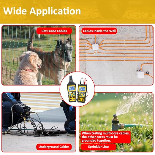 Cable Tester Wire Tracker, Underground Cable Locator | for Dog Fence Cables, Test Short Circuit Breaker of Wall