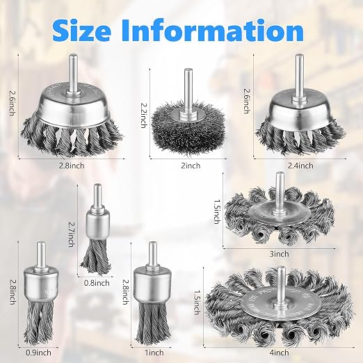 Rocaris 16 Pcs Twist Knot Wire Wheel Brush for Drill, Wire Cup Brush Set | Crimped Cup Wire Wheels Brush Set for Drill with 1/4-Inch Shank for Rust Removal, Corrosion and Scrub Surfaces
