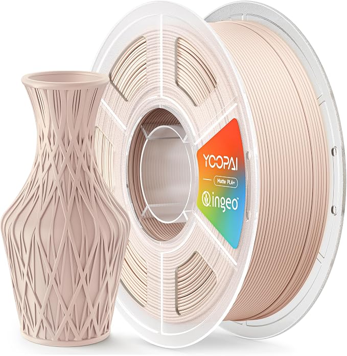 Matte PLA Plus Filament 1.75mm, Made with USA Material, 1KG (2.2lbs) 3D Printer Filament, Dimensional Accuracy +/- 0.02 mm, Matte Surface Texture, Beige