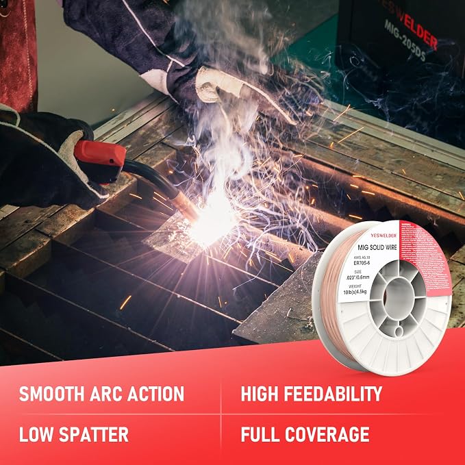 YESWELDER ER70S-6 MIG Welding Wire .023 Inch 10 Pounds ABS Strong Spool Carbon Steel MIG Solid Wire