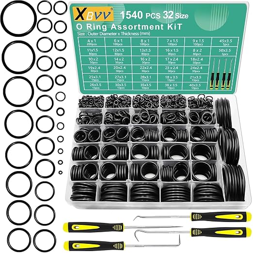 XBVV 1540 Pcs Metric O Ring and 1086 Pcs SAE O Ring Assortment Kit for Automotive Hydraulic Faucet Plumbing Pressure Washer Sealing Repair(2 in1 Kit)