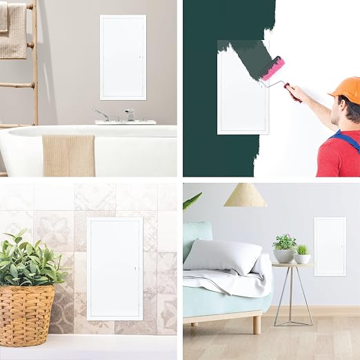 12" x 24" White Metal Access Panel, Service Shaft Door, Plumbing, Electricity Heating Alarm Wall for Drywall, Bathroom Services Hole Cover, Wall Covering
