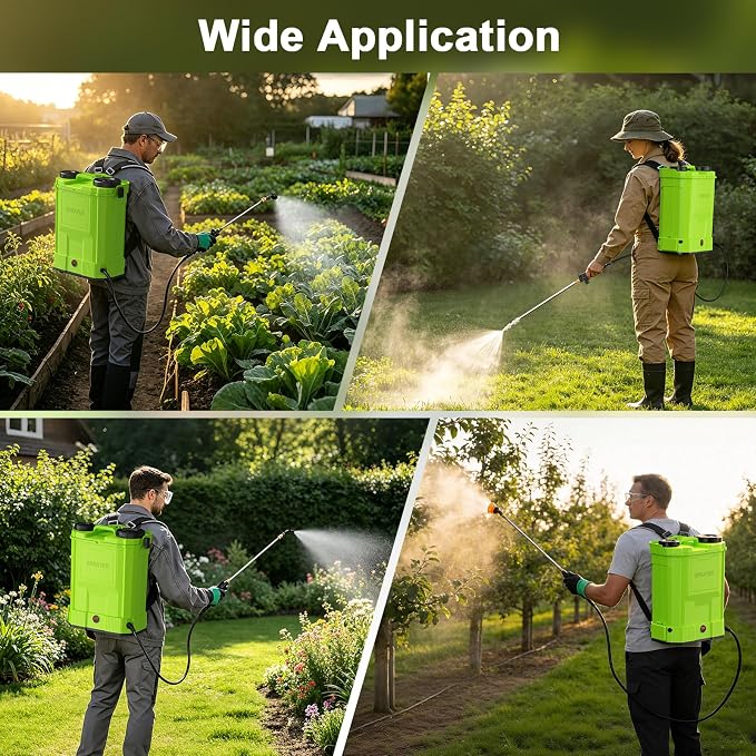 Battery Powered Backpack Sprayer 5.3 Gallon,Electric Garden Sprayer with 100 PSI Adjustable Pressure, Rechargeable 21V 2.6Ah Battery,8 Nozzles (Includes Telescopic Wand) for Lawn,Yard,Garden
