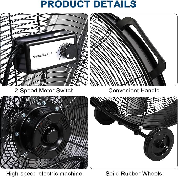 BILT HARD 30" High Velocity Drum Fan, 2-Speed 9300 CFM Heavy Duty Industrial Shop Fan for Workshop, Garage, Warehouse, Commercial & Basement, UL Listed