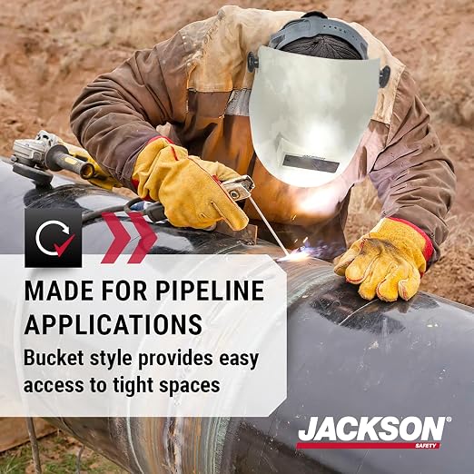 Jackson Safety PL280 Pipeline Welding Helmet - Shade 10 Flip Front Welding Hood - ANSI Z87.1 - Made in USA (Multiple Headgear Styles and Colors)