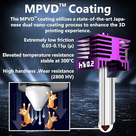 2PK Anti‑Clogging MPVD Hotend 0.2mm for Bambu Lab X2D/P2S/H2D/H2C/H2S/A1/A1mini Nozzle Nano-Coating High Hardness 2800HV for Bambu lab X2D P2S Nozzle Bambu Lab H2S Hotend