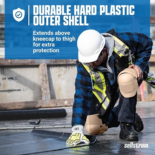 Sellstrom Ultra Flex KneePro Professional Knee Pads for Men & Women with Thick Foam Cushioning & Heavy Duty Hard Outer Shell - Adjustable Straps with Speed-Clips & Ergonomic Metal Hinges - for Construction Work, Gardening, Roofing, Flooring