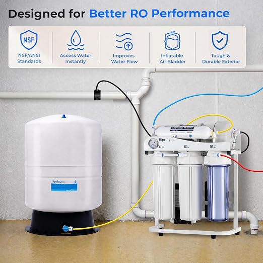 iSpring T11M 11 Gallon Pre-Pressurized Water Storage Reverse Osmosis Systems ro Tank, White