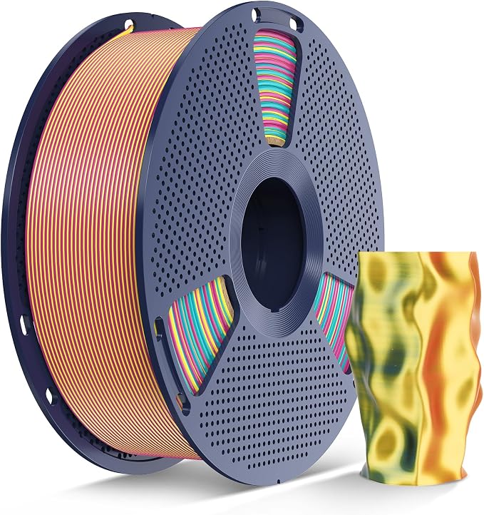 SUNLU Silk Triple Color PLA Filament, Silk PLA 3D Printer Filament 1.75mm, Neatly Wound Shiny Silk 3D Printer Filament 1.75mm ±0.02mm, 1KG Spool (2.2lbs), Silk Triple Color (Red Yellow Green)