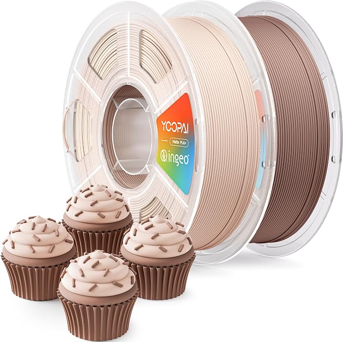 YOOPAI PLA+ Matte Filament 1.75mm, 2KG (4.4lbs) 3D Printer Filament, Dimensional Accuracy +/- 0.02 mm, Beige+Earth Brown