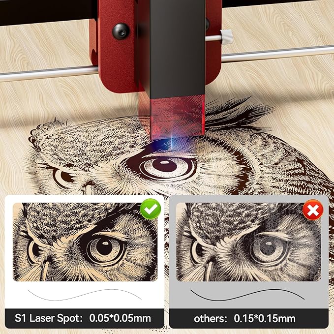 Laser Engraving Machine, Woxcker S1 3.5w Mini Laser Engraving Machine Portable 130mm*130mm Bed Size 0.05 Laser Spot for DIY, Wood, Acrylic, Leather, Leaf, Paper, Beginner-Friendly