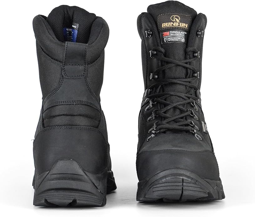 Men's Waterproof Military Tactical Work Boots with Steel Shank, 8" Insulated Leather Hunting Boot
