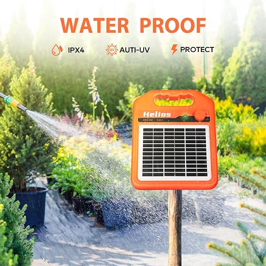 ANDMON MINI250 15 Miles Solar Electric Fence Charger, 0.25 Joule Solar Fence Charger for Livestock, Pigs, Horses, Cattle Sheep, Solar Powered Electric Fence with Day or Night Mode, Easy Installation